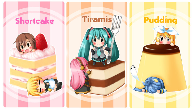 Chibi characters with desserts