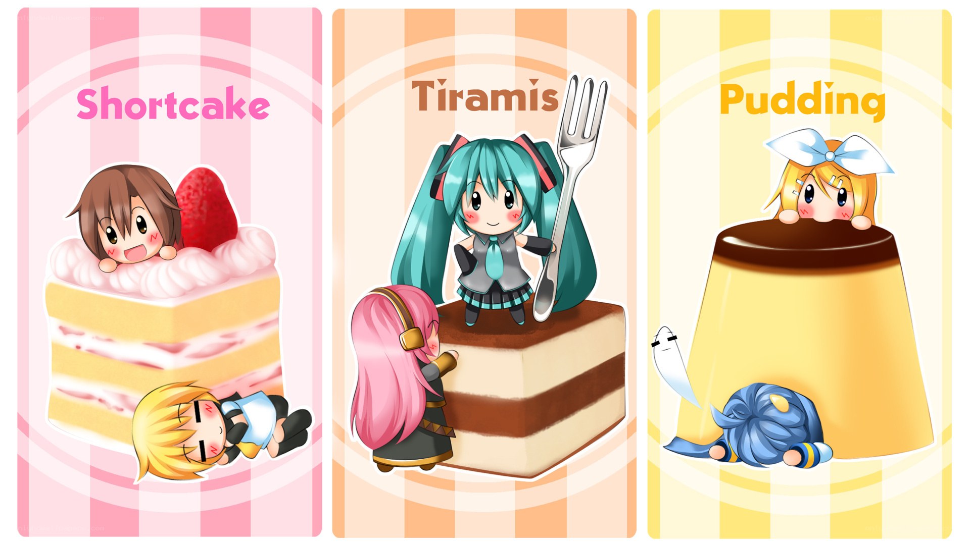 Chibi characters with desserts