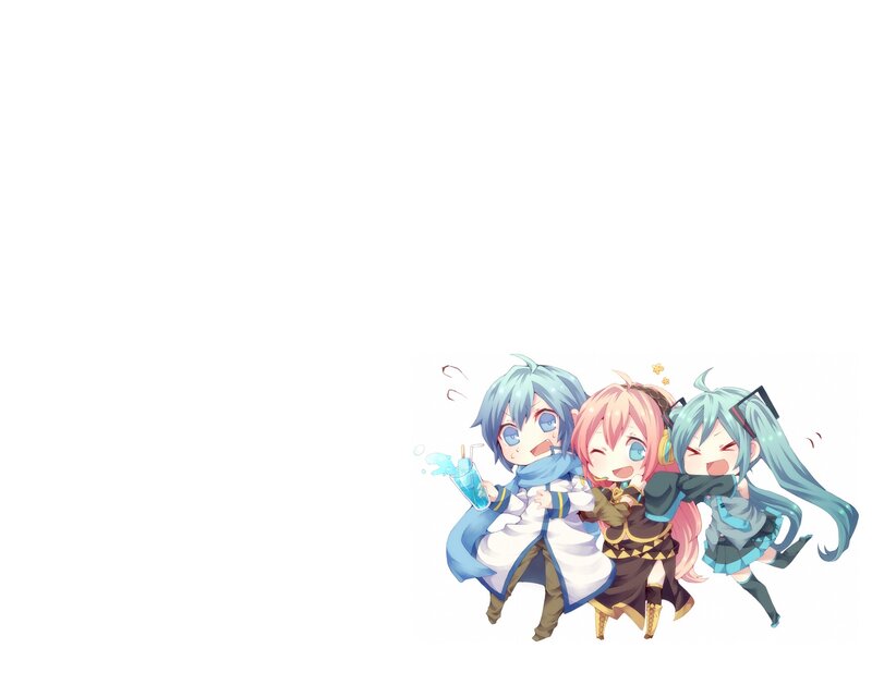 Chibi characters with drinks