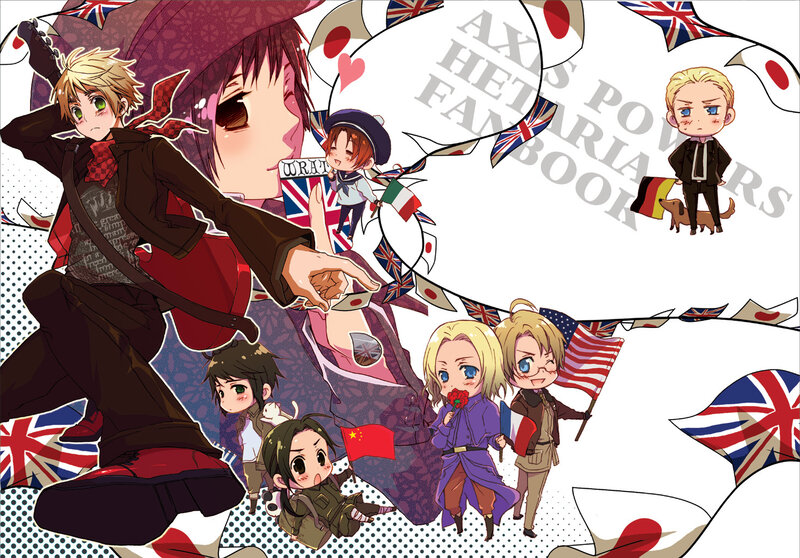 Chibi Characters with Flags — Red