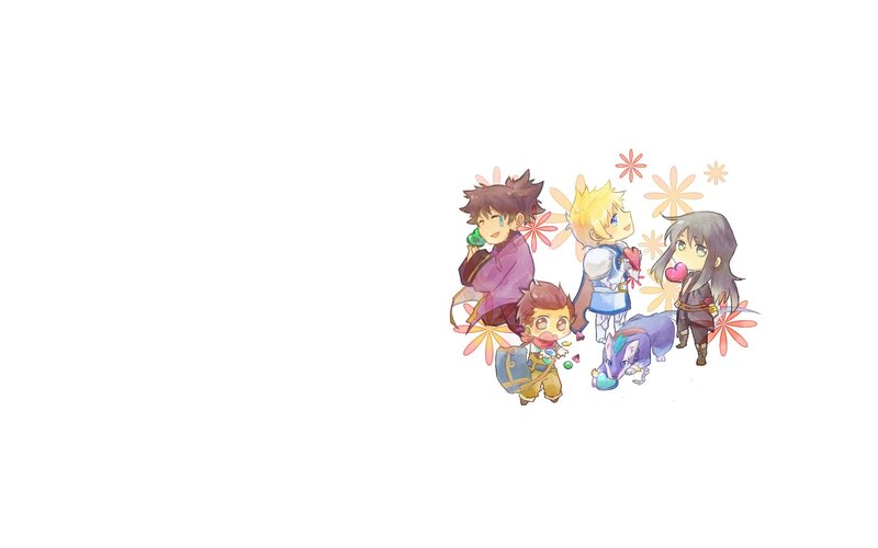 chibi characters with flowers