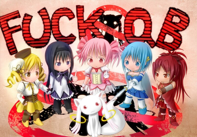 Chibi characters with 'FUCK AB' text