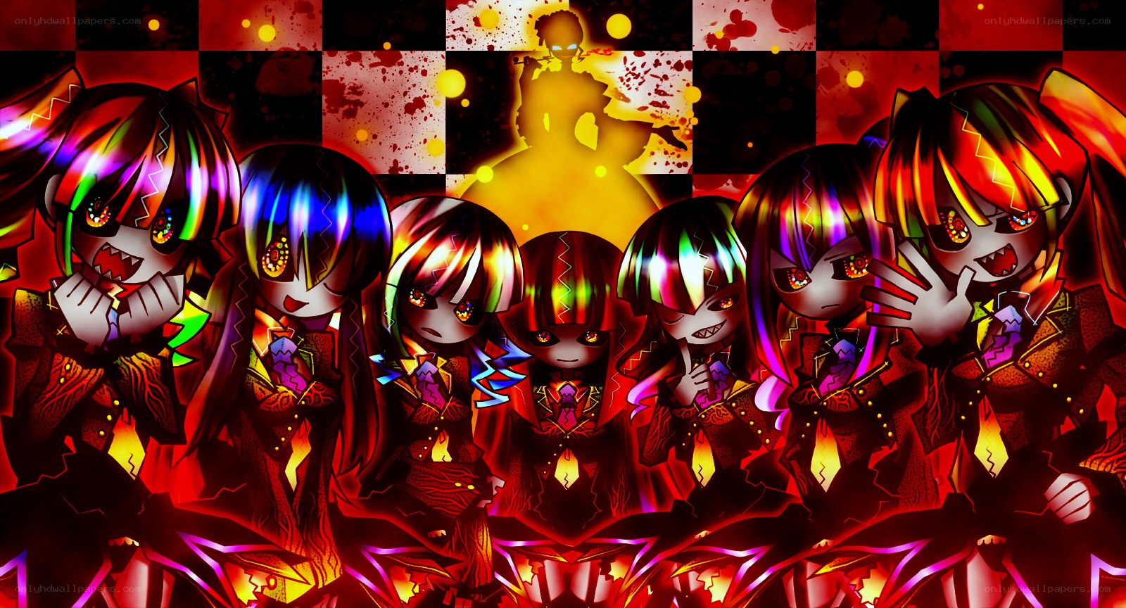 Chibi characters with glowing hair