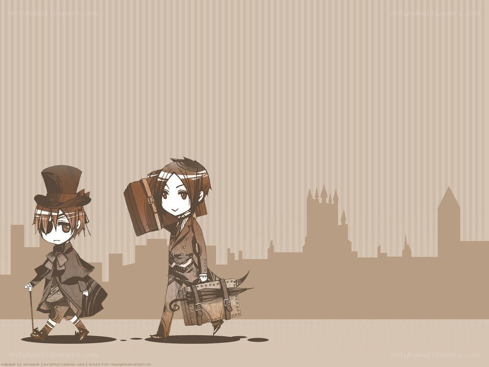 Chibi characters with luggage