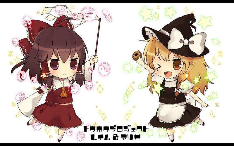 Chibi characters with magic wands