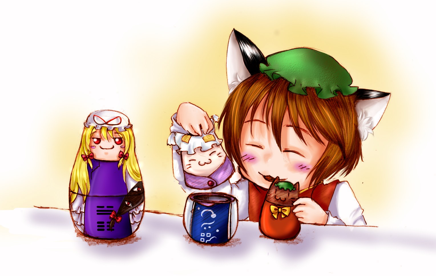 Chibi characters with nesting dolls