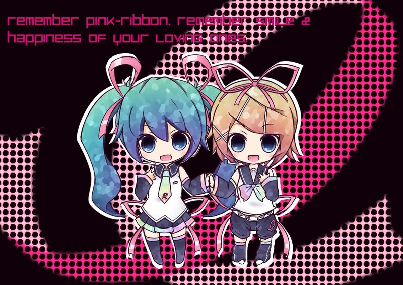 Chibi characters with pink ribbons