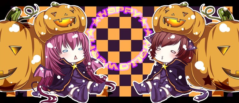 Chibi characters with pumpkins