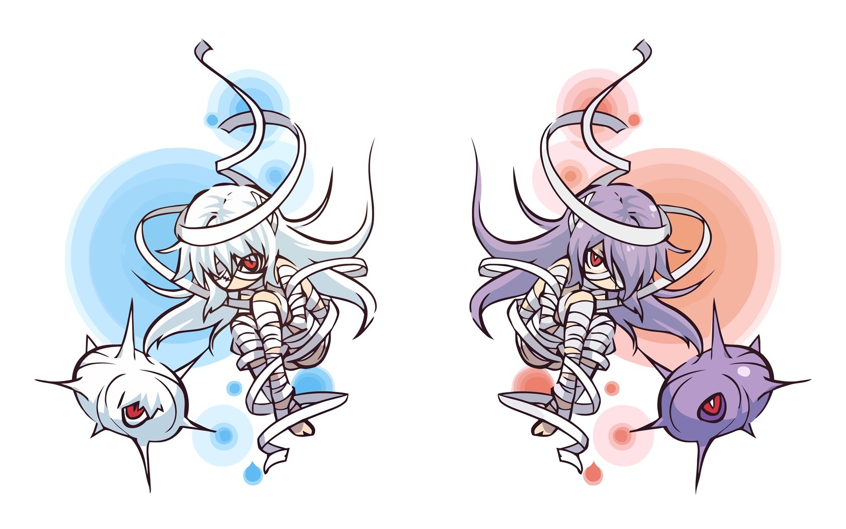 Chibi characters with ribbons