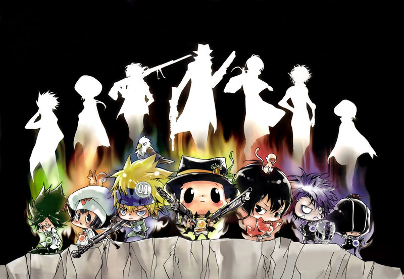 Chibi characters with silhouettes