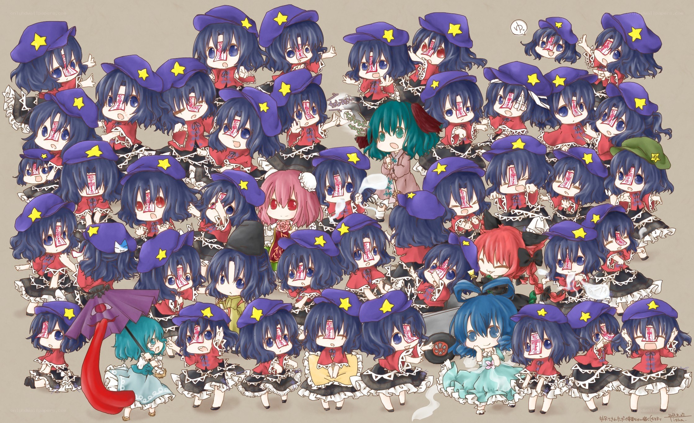 Chibi characters with star hats