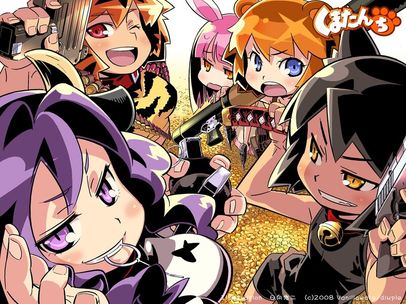 Chibi characters with weapons