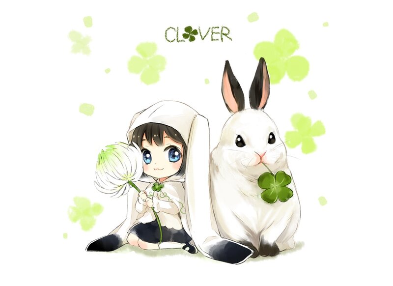 Chibi Child with Rabbit