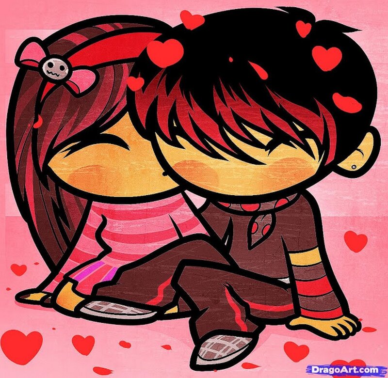 Chibi Couple Hugging — Pink