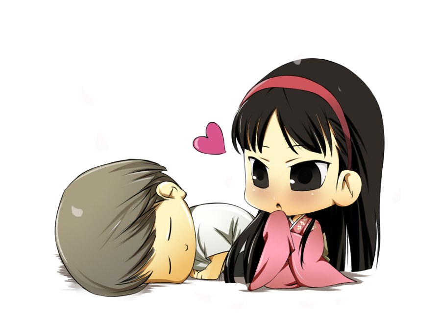 Chibi couple in traditional attire