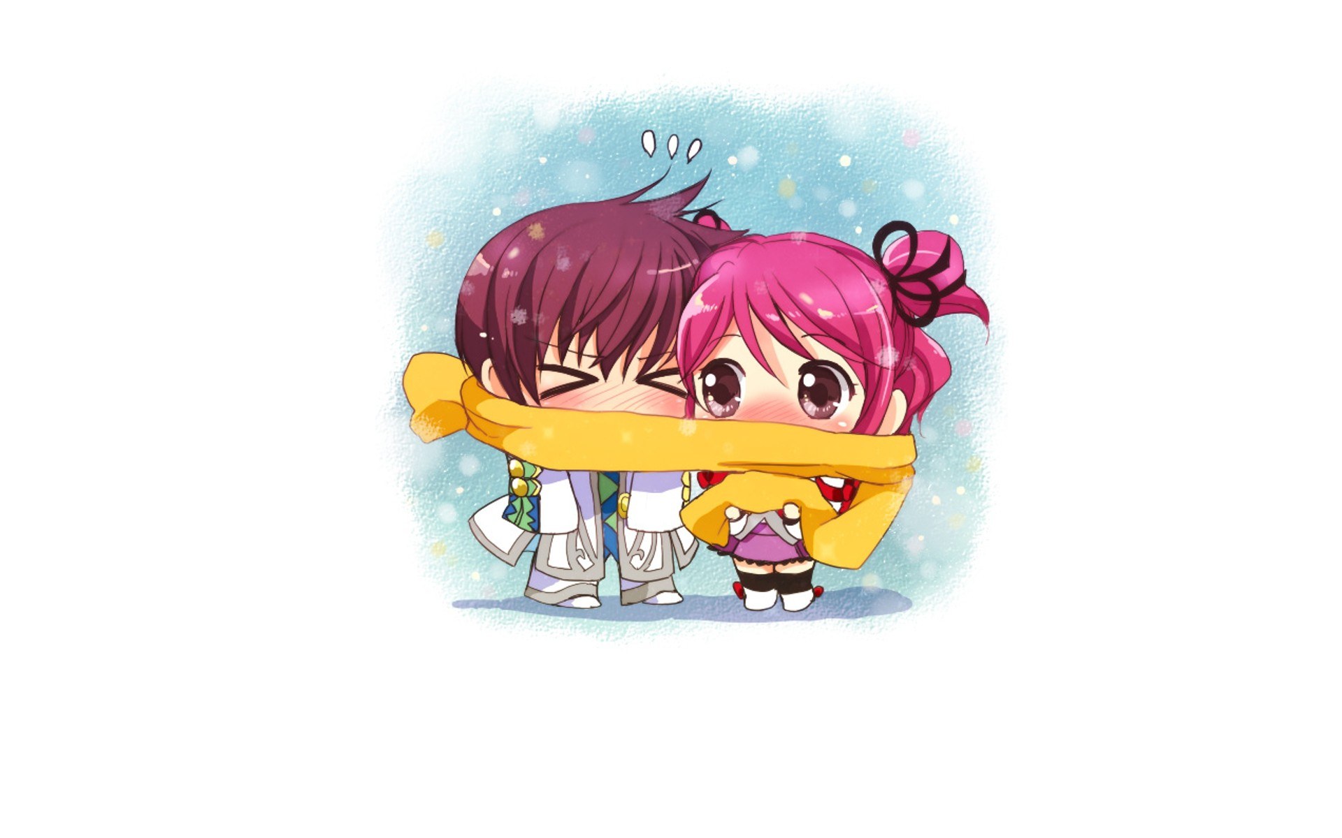 chibi couple in winter