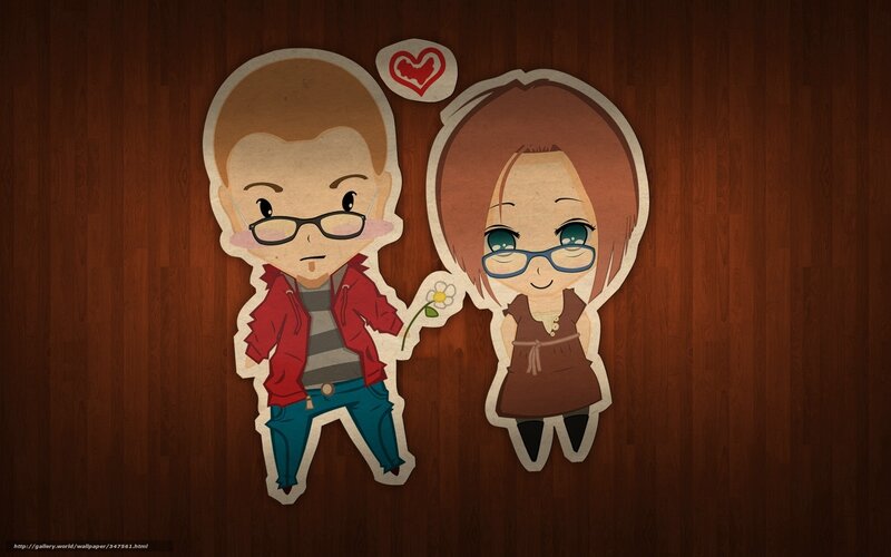 Chibi couple with flower
