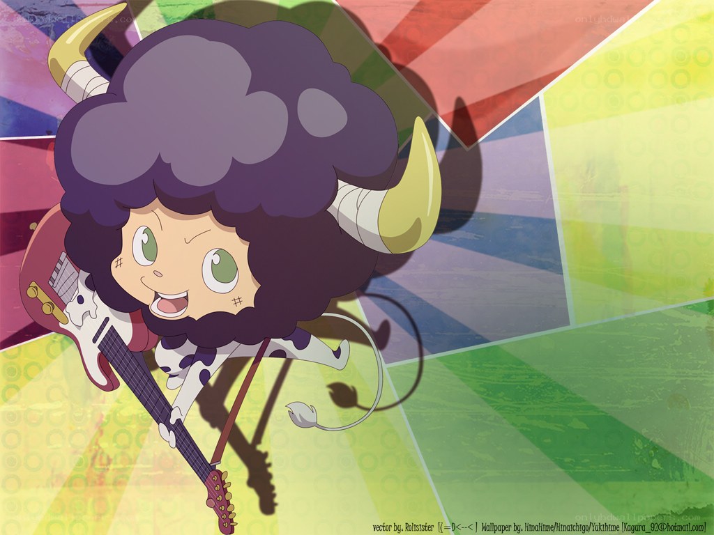 chibi cow character with guitar