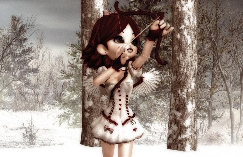 Chibi Cupid in Snow