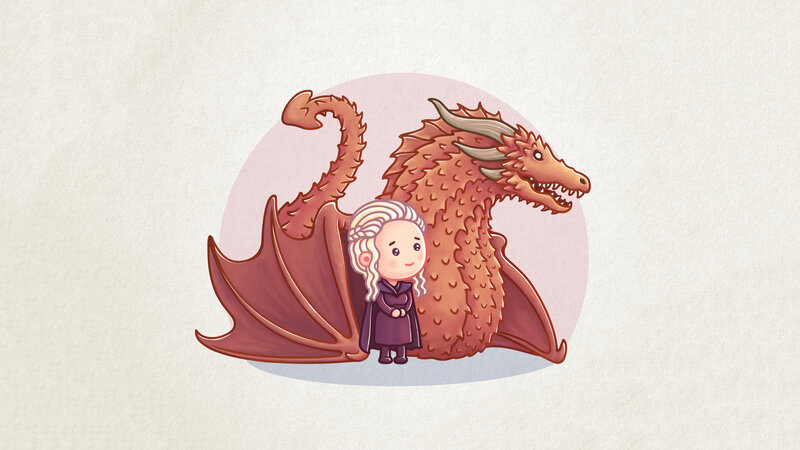 Chibi Daenerys and Dragon