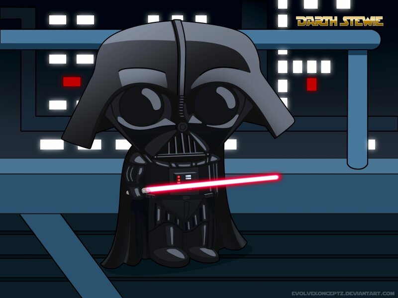 Chibi Darth Vader — Black, Dramatic, Night