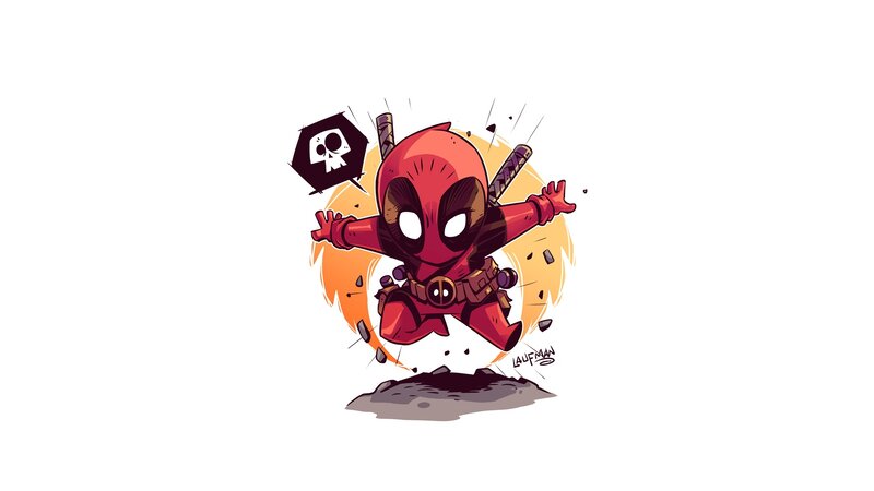 Chibi Deadpool Character — Red, Energetic