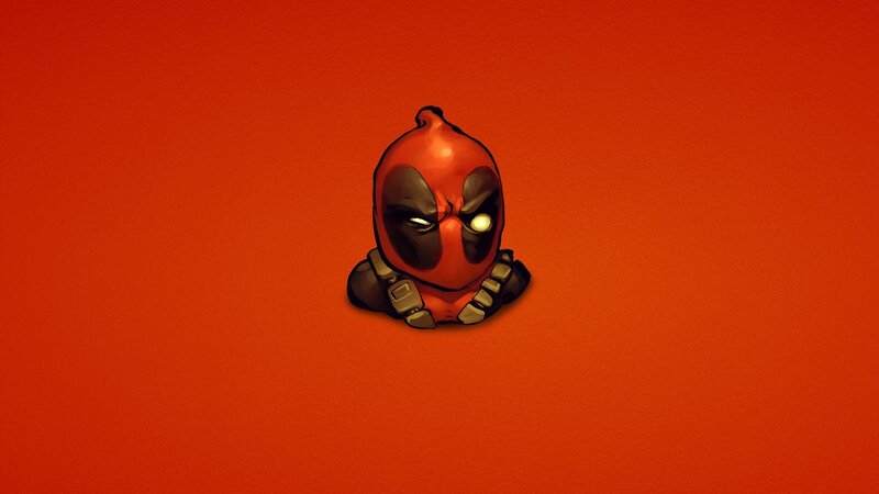 Chibi Deadpool Character — Red, Playful, Digital Art, Mask, Shoulders