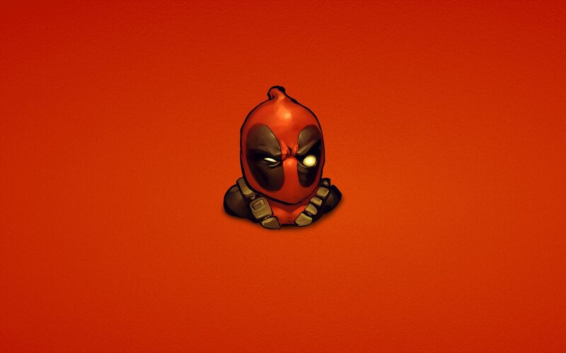 Chibi Deadpool Character — Red, Playful, Digital Art, Mask