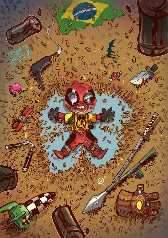 Chibi Deadpool in Bullet Casings