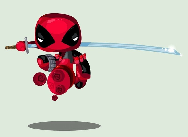 Chibi Deadpool with sword
