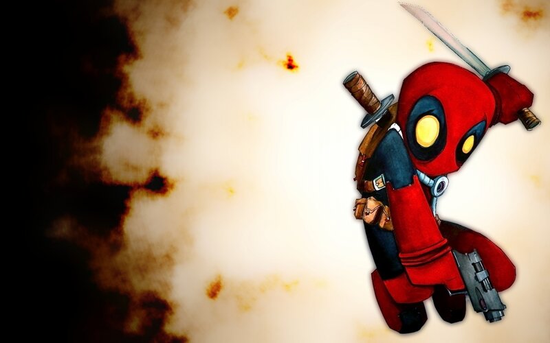 Chibi Deadpool with weapons