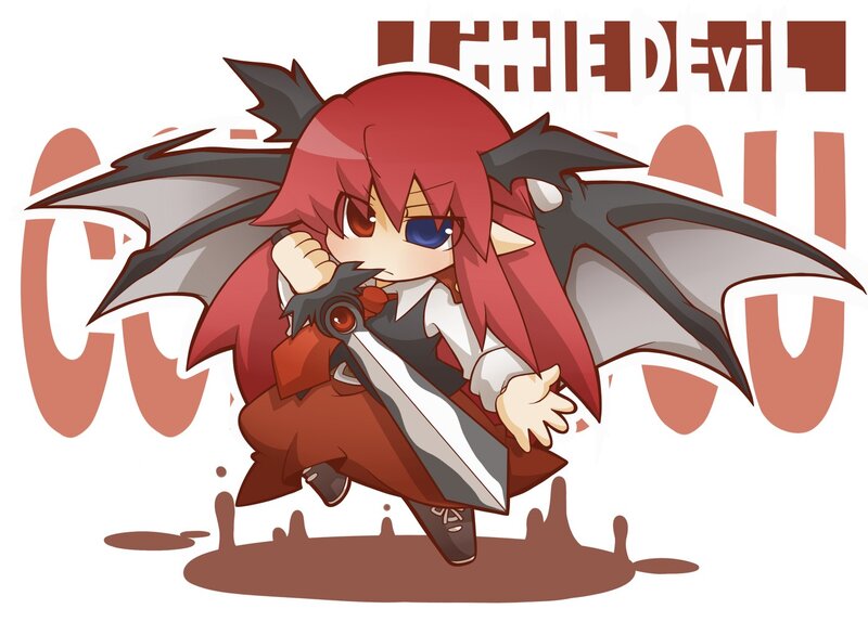 Chibi devil character with sword