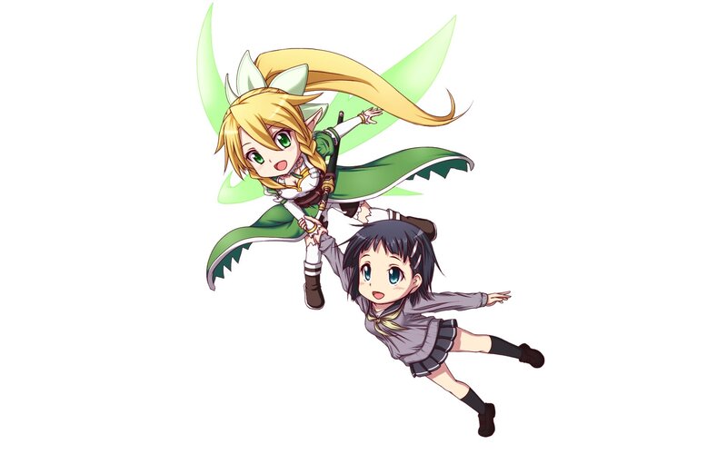 Chibi elf girl flying with a friend