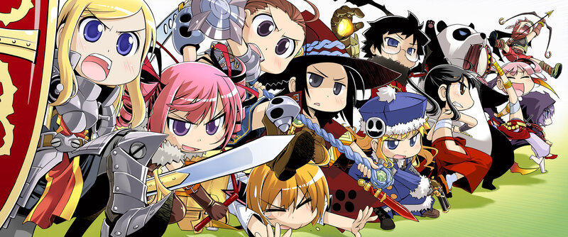 Chibi fantasy characters in action