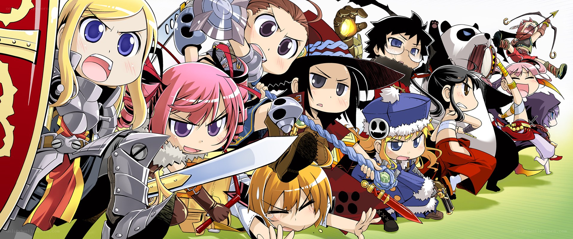 Chibi fantasy characters in action