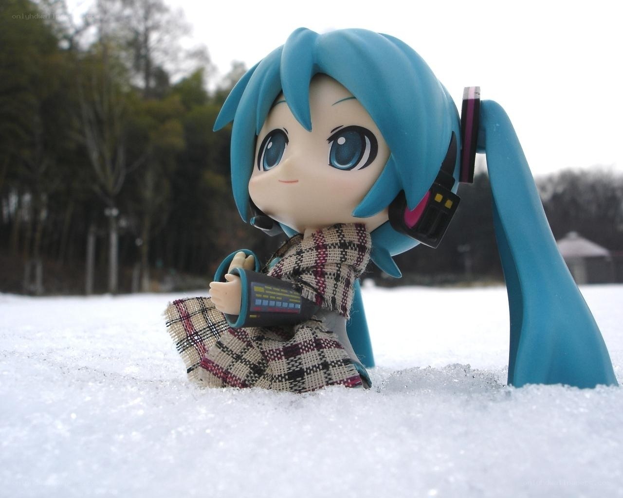 Chibi figure in snow