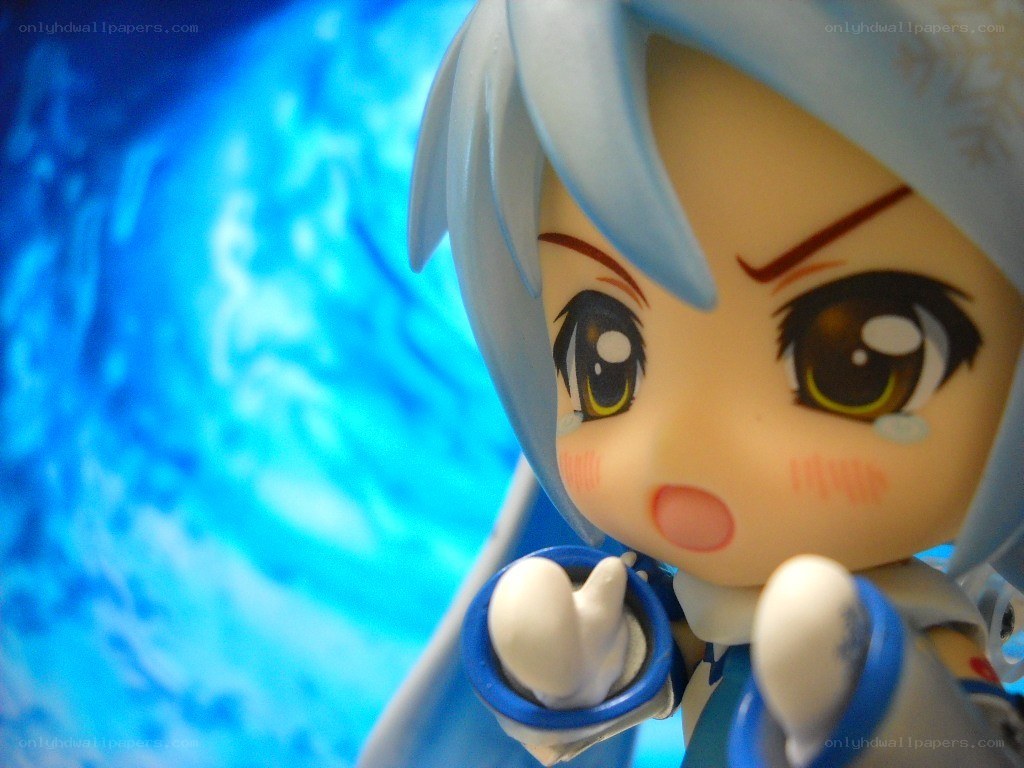 chibi figure with blue hair