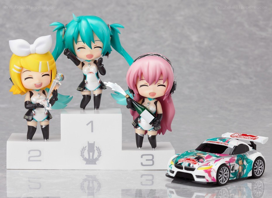 Chibi figures on a podium