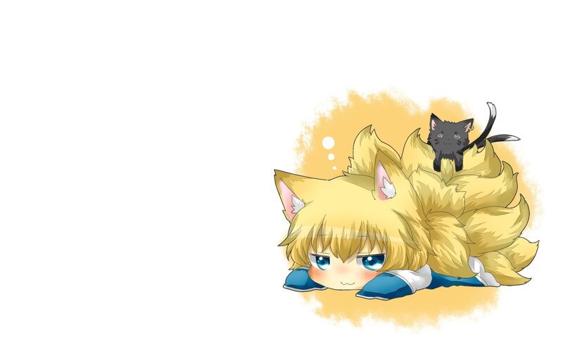 chibi fox and cat