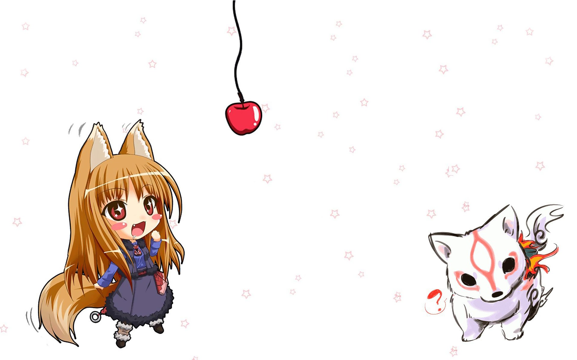 Chibi fox girl and kitsune