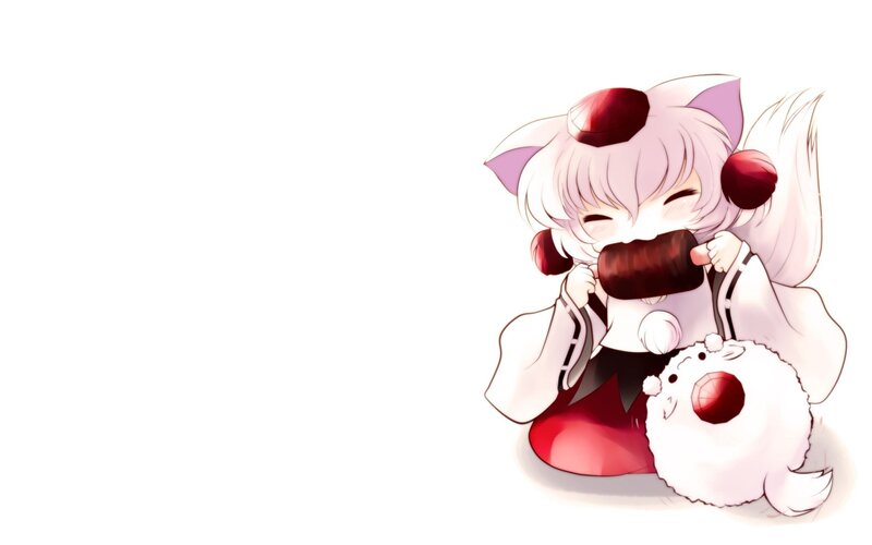 chibi fox girl eating snack