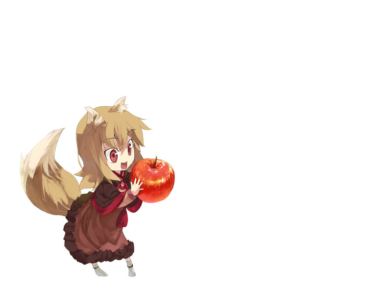 Chibi Fox Girl Holding Apple