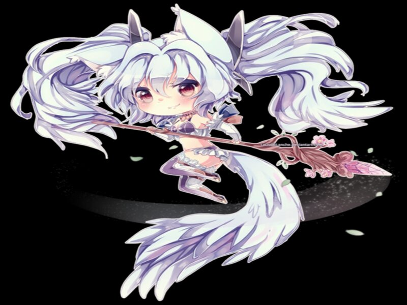 Chibi Fox Girl — White, Playful, Spring