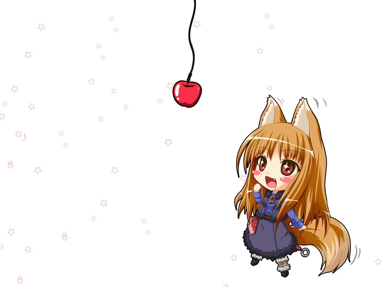 chibi fox girl with apple