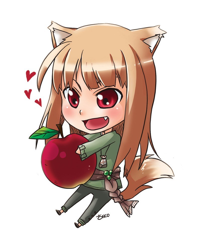 chibi fox girl with apple