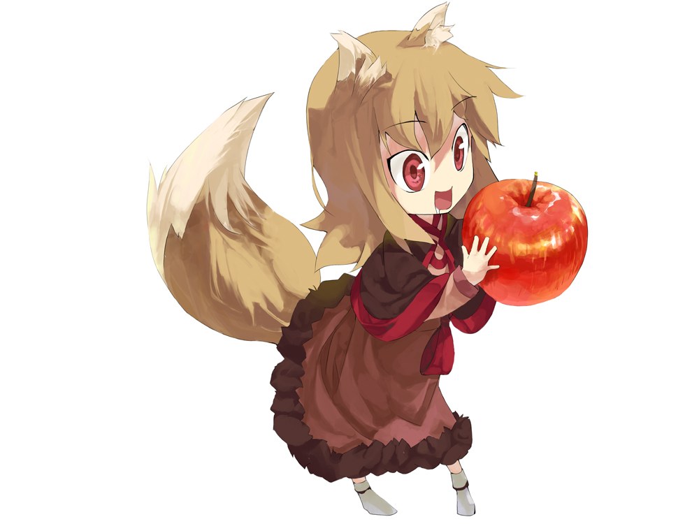 chibi fox girl with apple