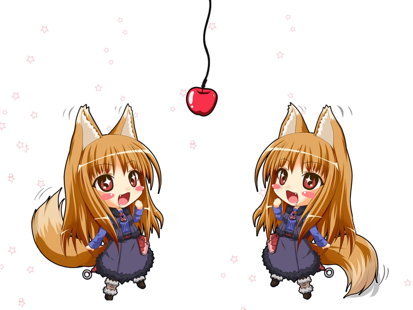 chibi fox girl with apple
