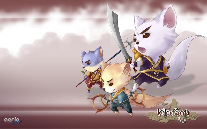 Chibi fox warriors in action