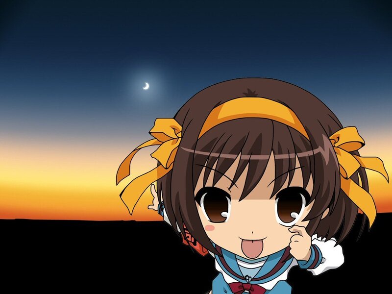 chibi girl at sunset
