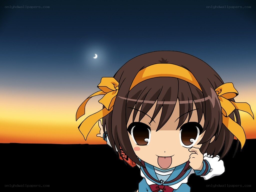 chibi girl at sunset
